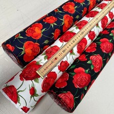 100% Cotton Poplin Fabric Rose and Hubble Floral Flower Garden Roses