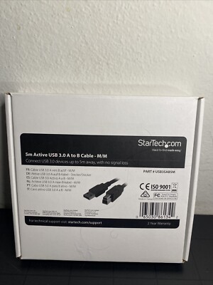 StarTech 5m (15ft) Active USB 3.0 USB-A to USB-B Cable - M/M