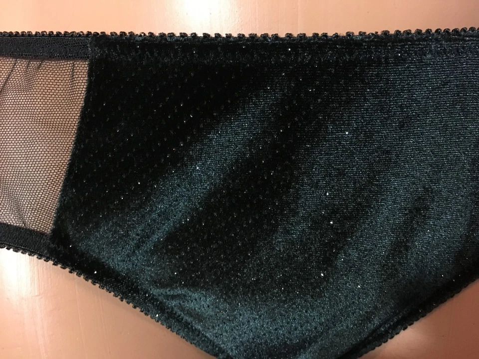 Victoria's Secret сексуальный блестящий черный бархат и сетки хипхаггер трусики средний M новый с Ярлыками - Изображение 2 из 4