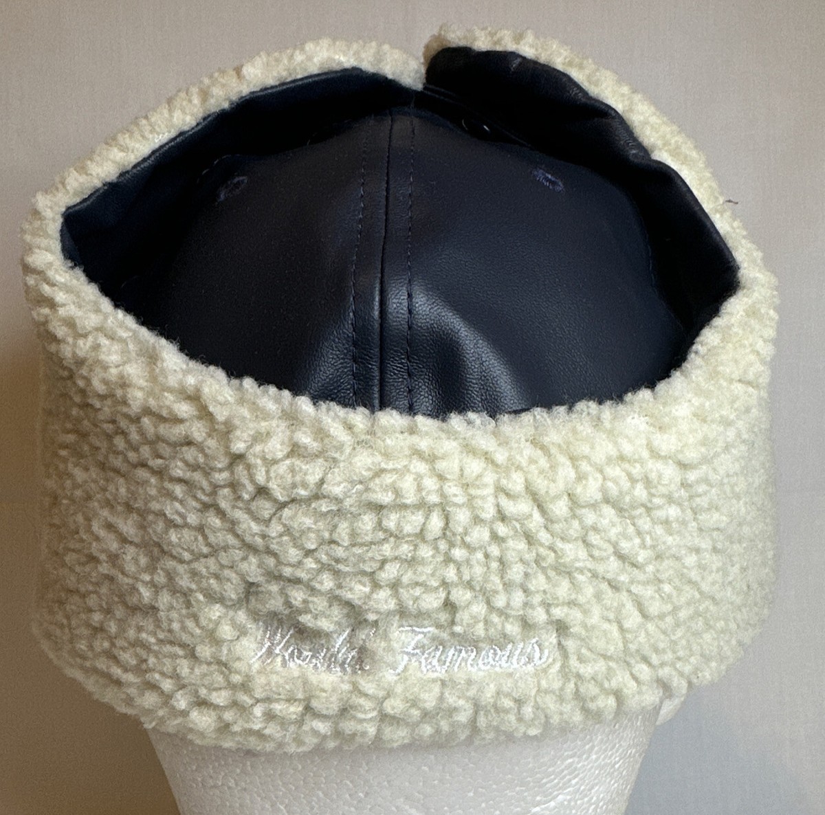 Supreme Navy Leather Box Logo Ear Flap Hat (7-3/8)-New | eBay