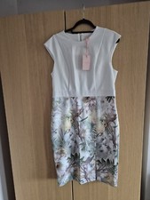 Image of BNWT £189 Ted Baker RARE Size 4 UK 14 White Floral Pencil Dress Wedding Party
