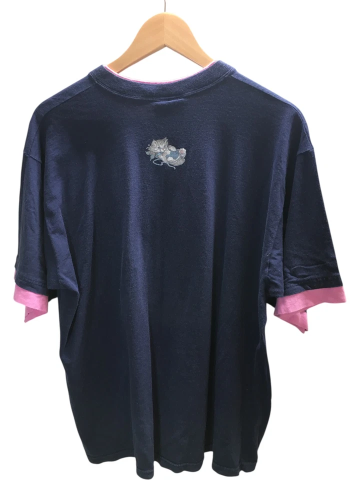Vintage Cats & Yarn 2XL T-Shirt Morning Sun Shirt Women's Size Navy Short Sleeve - Image 2 of 4