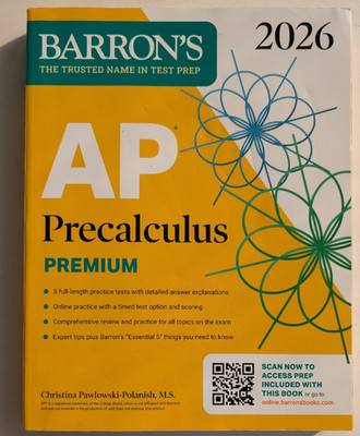 Barron's AP Precalculus Premium 2026 with 3 Practice Tests - No Marks!