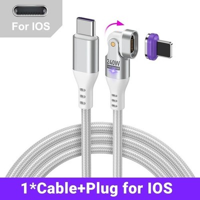 Magnetic Fast Charging Cable 240W USB-C Type-C for iPad, MacBook, iPhone 16, 17,