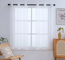  Short Sheer Curtains Grommet Panels,Light Voile Textured Sheer Curtain for 