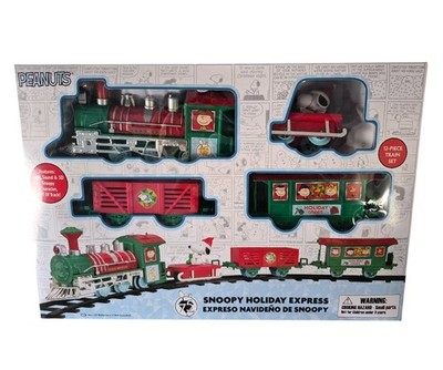 Peanuts Snoopy Holiday Express Train Set Lights & Sound 12 Piece NEW