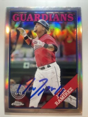 2023 Topps Chrome - 1988 Topps Baseball Jose Ramirez  - Raw IP Auto- NO COA