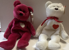 Ty Beanie Baby Valentino and Valentina Bears Lot of 2 Red White