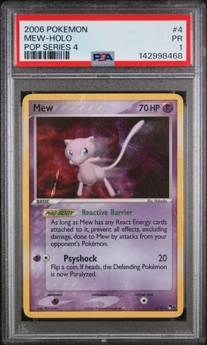 2006 POKEMON POP SER 4 #4 MEW-HOLO PSA 1