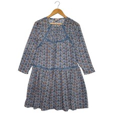 Anthropologie Holding Horses Dress Womens 4 Blue Sheer Boho Peasant Prairie