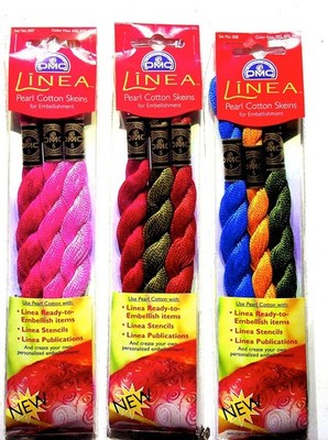 Lot of 3 DMC Linea Pearl Cotton Skeins Embroidery Thread Set New NOS