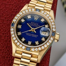 Rolex Lady-Datejust 26mm Factory Diamond & Sapphire President Rare Ref. 69088