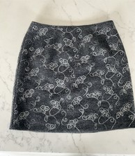 Ann Taylor 100 Wool, Size 10, Gray Floral Lined Skirt, Beautiful, Excellent