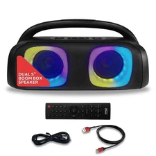 Pyle Dual 5" Portable BT Boombox Speaker with Microphone Priority, 160 Watts