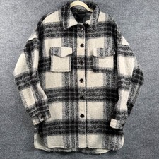Oversized Buckle Black S Plaid Premium Wool Blend Shirt Jacket Shacket Cabincore