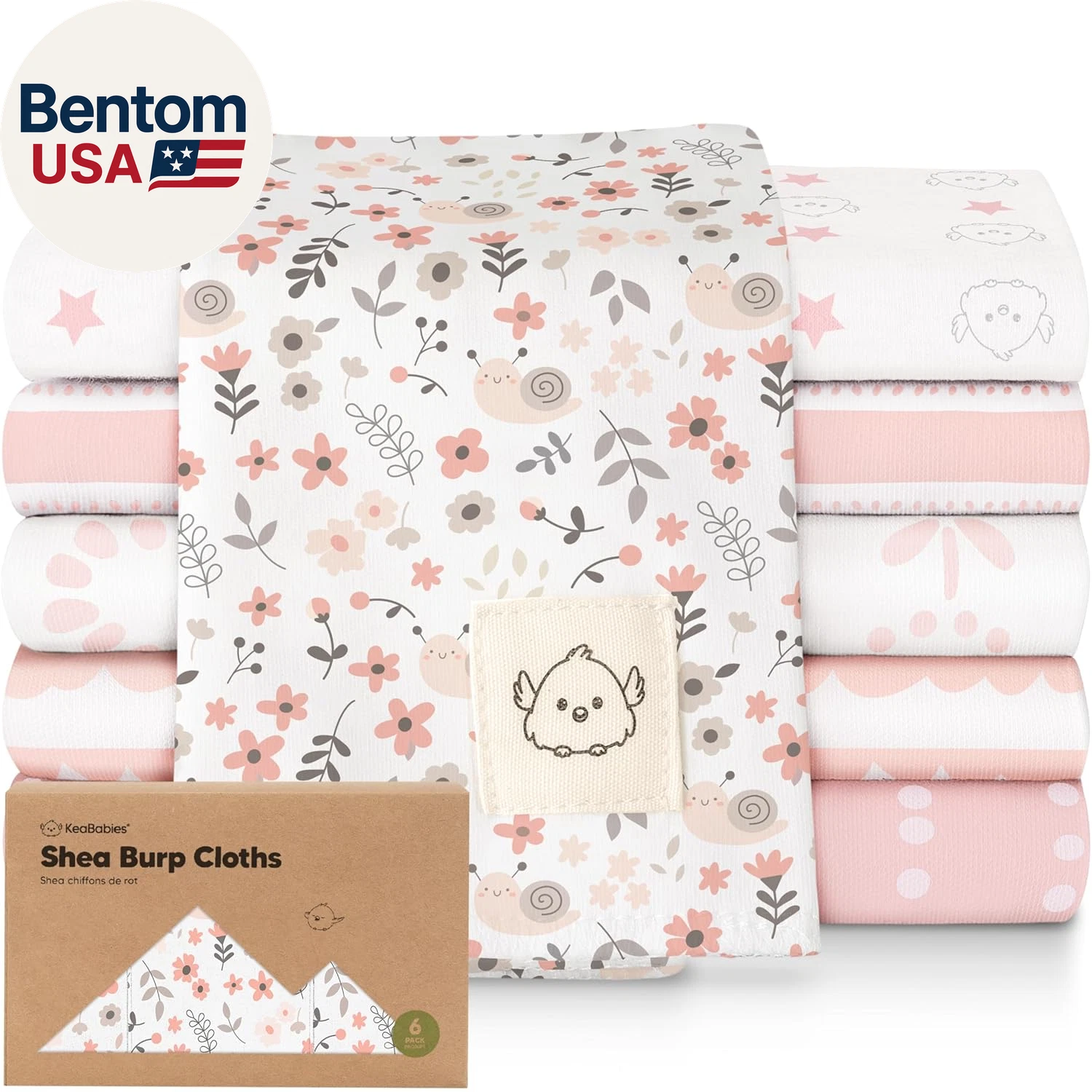 Organic Burp Cloths Baby Boy, Girl - 6-Pack Large 100% Cotton Burping Cloths for