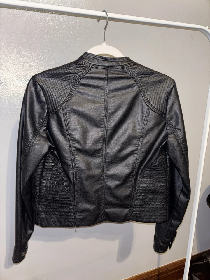 Black Faux Leather Jacket Small - Image 4 of 4