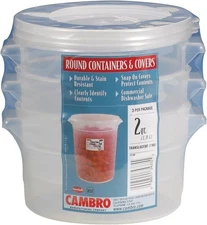 Cambro 2-Quart Round Food-Storage Container with Lid, Set of 3