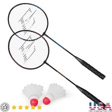 2 Player Badminton Racket Set W/ Durable Shuttlecocks All-Weather Play New