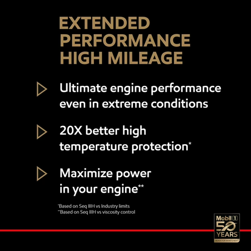 Mobil 1 Extended Performance High Mileage Full Synthetic Motor Oil 0W-20, 5 QT - Picture 6 of 7