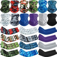 12 Sets UV Protection Face Covering Neck Gaiter Scarf and Ice Silk Cooling Ar...