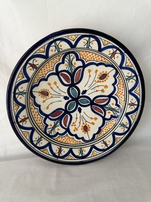 Vintage Marokkanischer Wandteller Schale handbemalt floral geometrisches Design