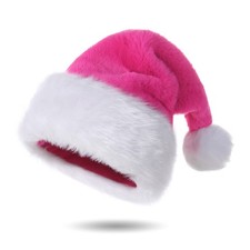Santa Hats Pink and White Santa Hats for Adults Unisex Velvet Touch Comfort C...