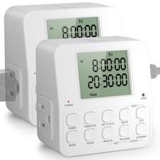 Digital Timer Outlet Infinite Interval Repeat Cycle Plug 7 Day 24 Hour 2 PCS
