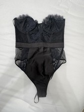 For Love  Lemons XS After Dark Bustier Lingerie Black Lace Underwired Bra