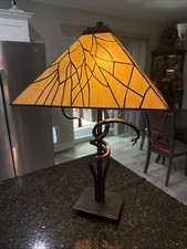 Dale Tiffany Style Stained Glass 27" Tall Ponderosa Table Lamp 16"W Globe 2 Bulb