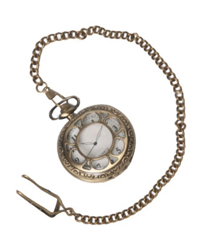Antike Taschenuhr Kostümzubehör Gold – Viktorianische Pocket Watch mit Kette – - Bild 1 von 1
