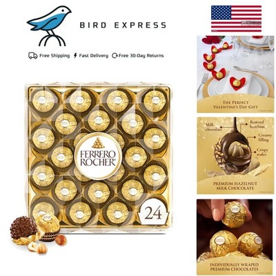 Ferrero Rocher, Milk Chocolate Hazelnut Gift Box 24 Pieces Individually Wrapped