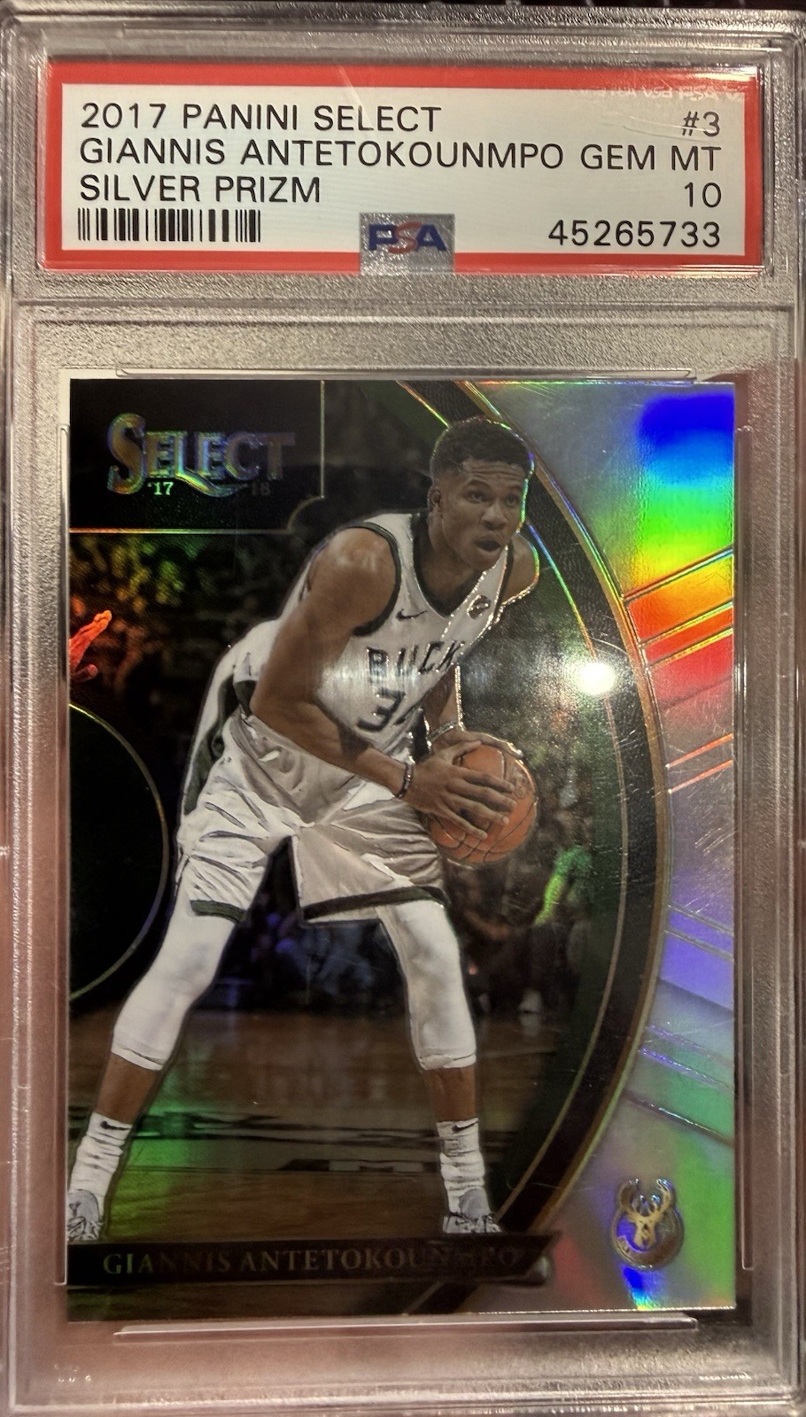 2017 Panini Select Giannis Antetokounmpo Silver Prizm PSA 10 Gem