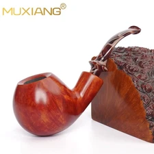 MUXIANG Briar Ball Pipe Handmade Smooth Wooden Tobacco Pipe 3MM Acrylic Stem