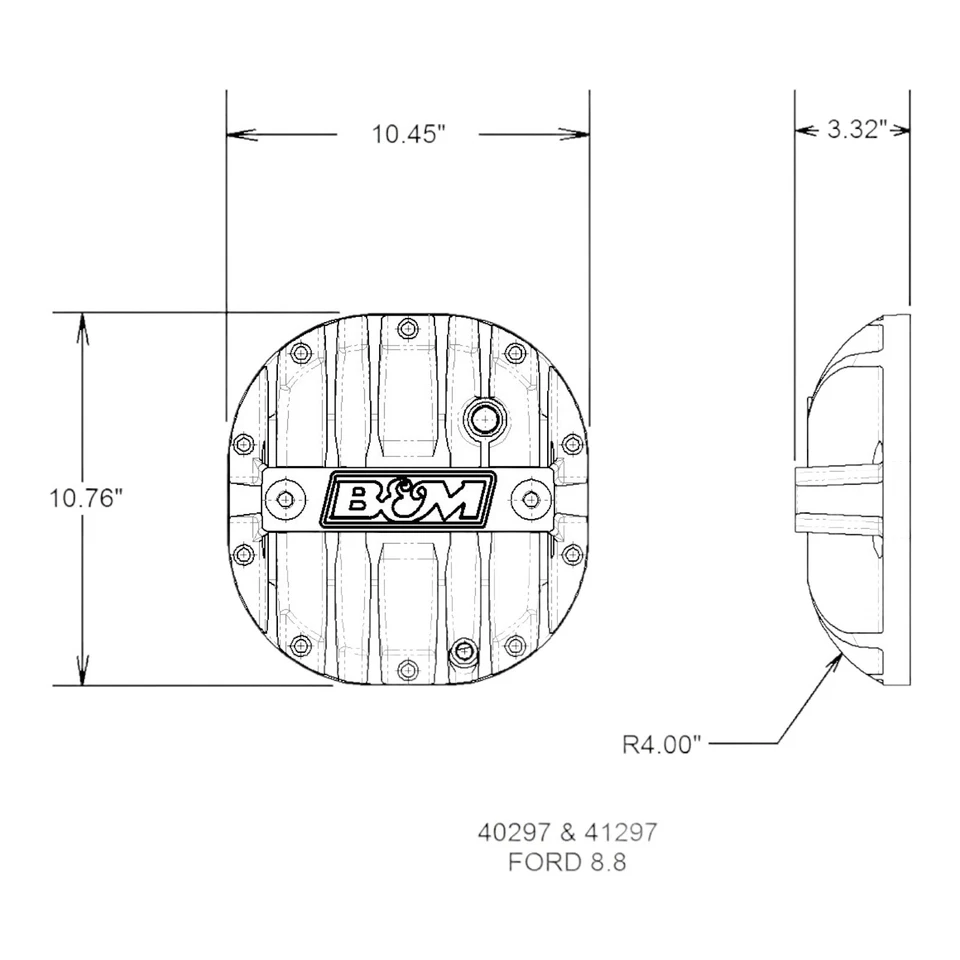 B&M 41297 Cast Aluminum Differential Cover for Ford 8.8 IN.-Black - Image 4 of 4