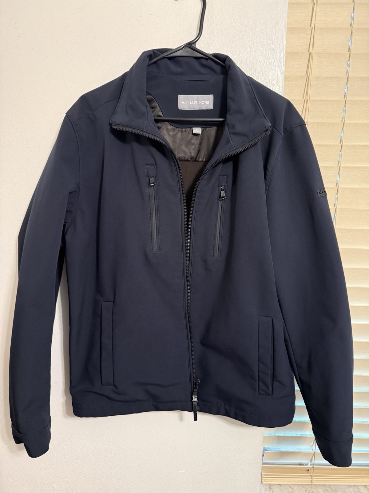 Michael Kors Men's Blue Navy Polyester Jacket Size L Zipper Front