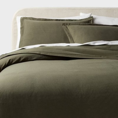 Casual Textured Cotton Duvet Cover and Sham Set Dark - Threshold
