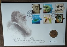2009 ROYAL MAIL/MINT CHARLES DARWIN £2 COIN FDC No 13272