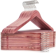 Amber Home 30 Pack American Red Cedar Hangers, Smooth Finish Wood Coat Hangers