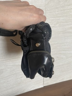 Francesco Biasia Y2K Black Nylon Leather Stitched Strap Shoulder