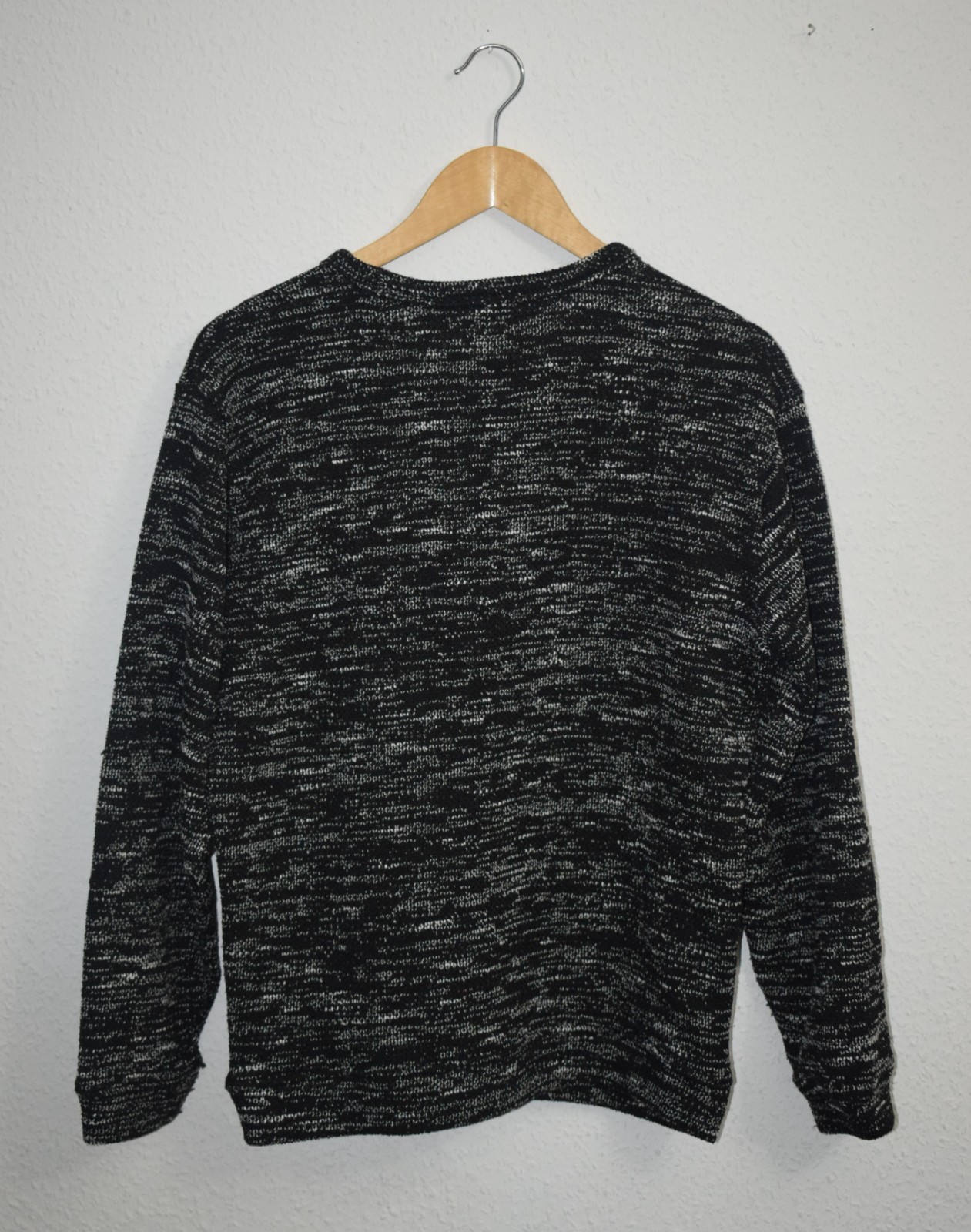 Lee Men’s Textured Knit Crewneck Jumper - Black & White Melange image 2
