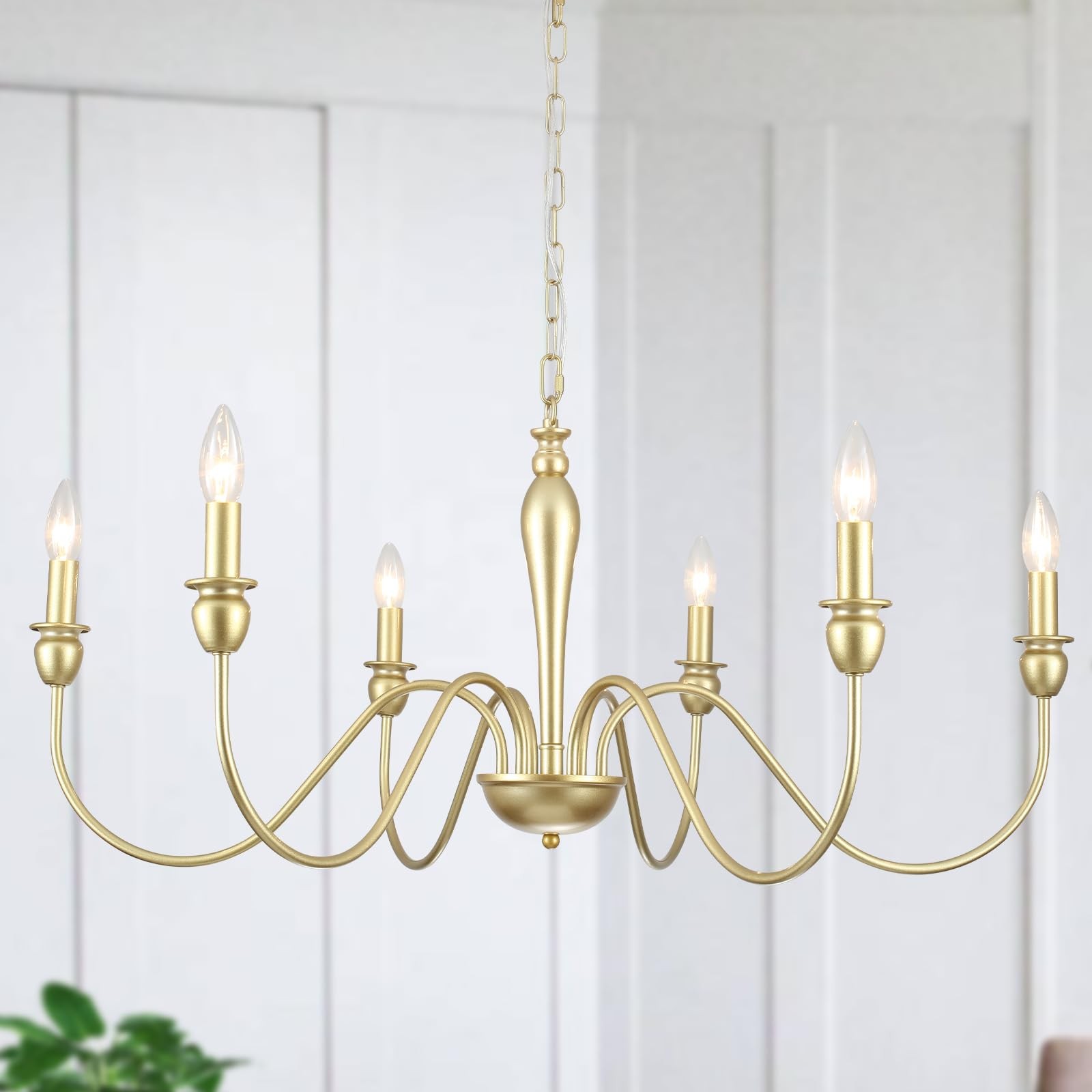 Lampadario Candela Oro ASHUAQI Vintage 6 Luci - Stile Country Chic
