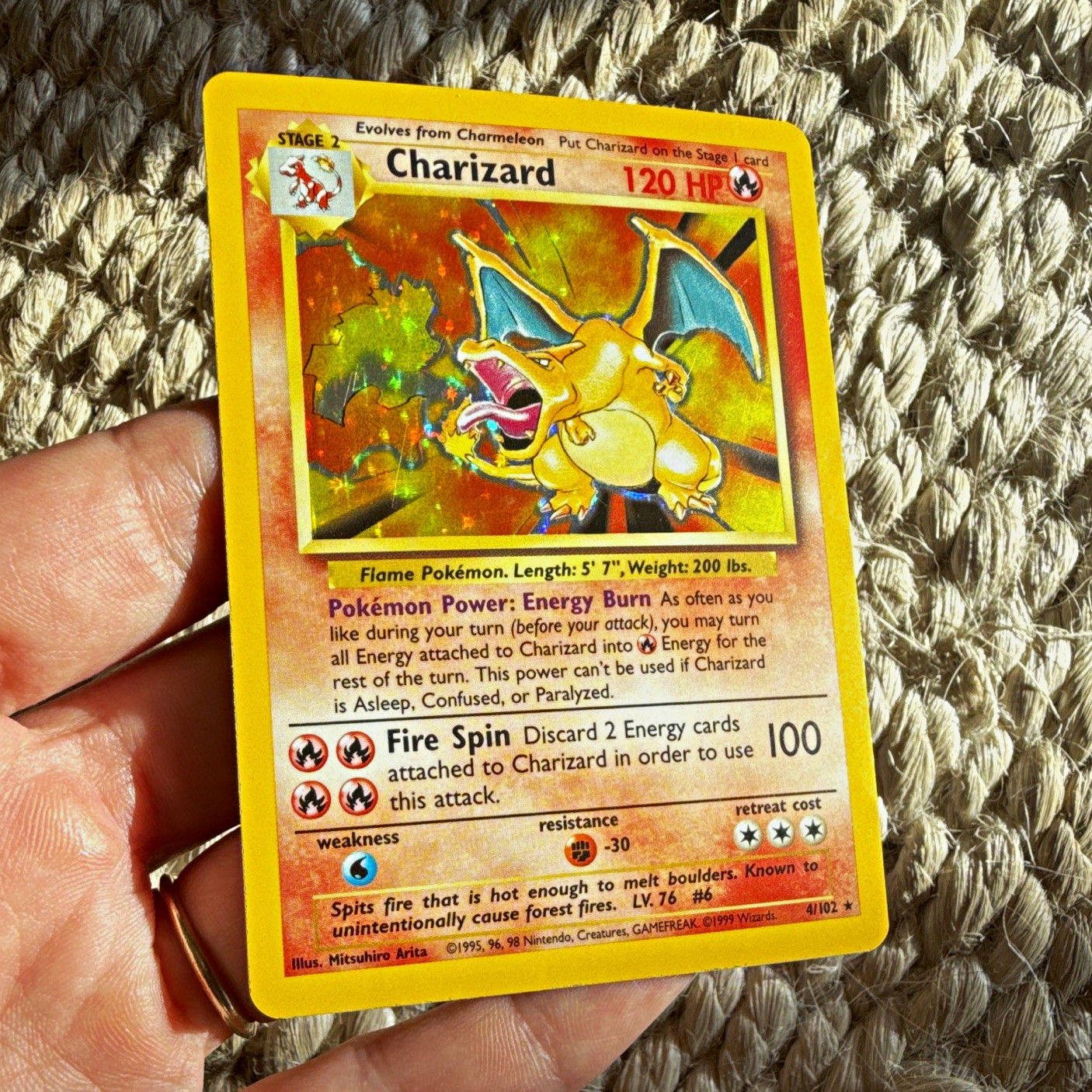 Charizard 4/102 Base Set Holo Rare 120 HP Stage 2 English 1999 WOTC