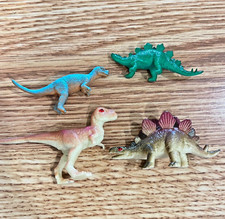 4x Various 3" - 4.5" Hard Plastic Dinosaurs Pretend Play w/ Triceratops Raptor