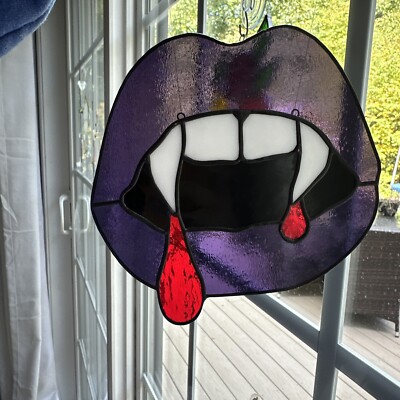 Vampire Diaries Twilight Halloween Stained Glass Window Panel Gothic Suncatcher