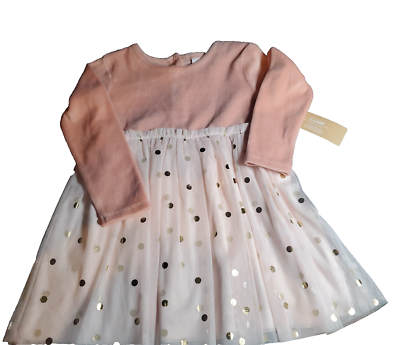 Toddler Girl Dress NWT Sz 24 Mo Ever & Ever Gold Polka Dot Tulle Rose  Velour Top | eBay
