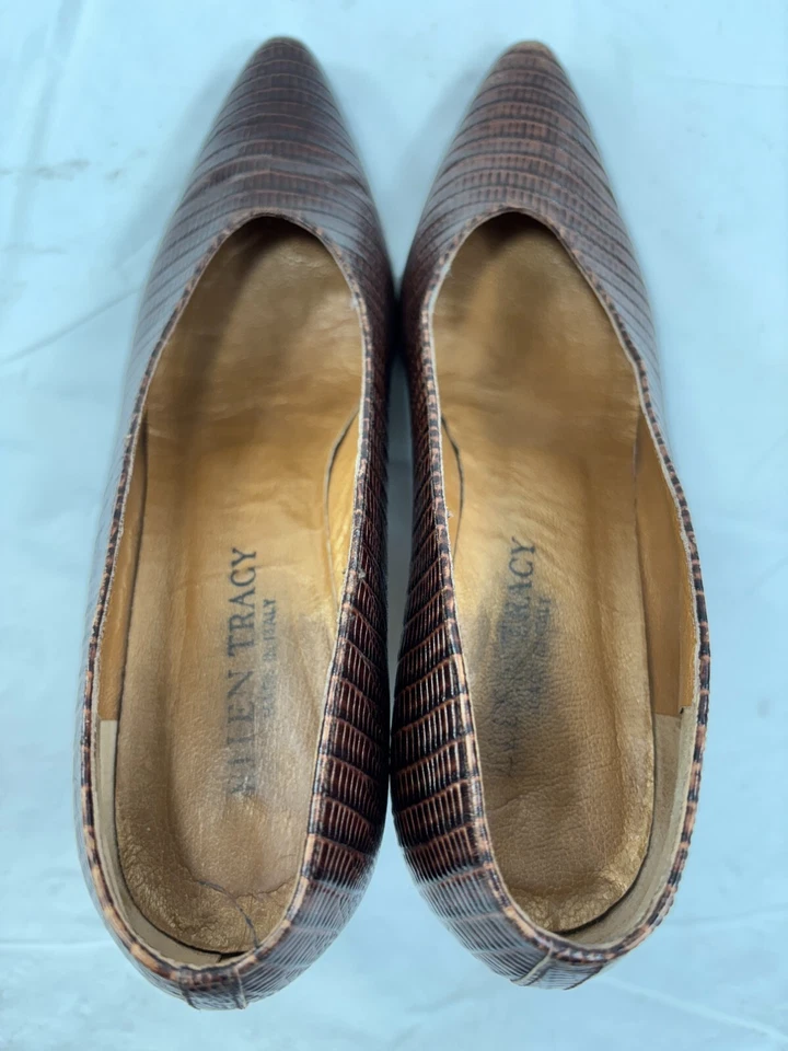 Ellen Tracy сделано в Италии кожи поскользнуться на каблуках 7 коричневый - Изображение 4 из 4