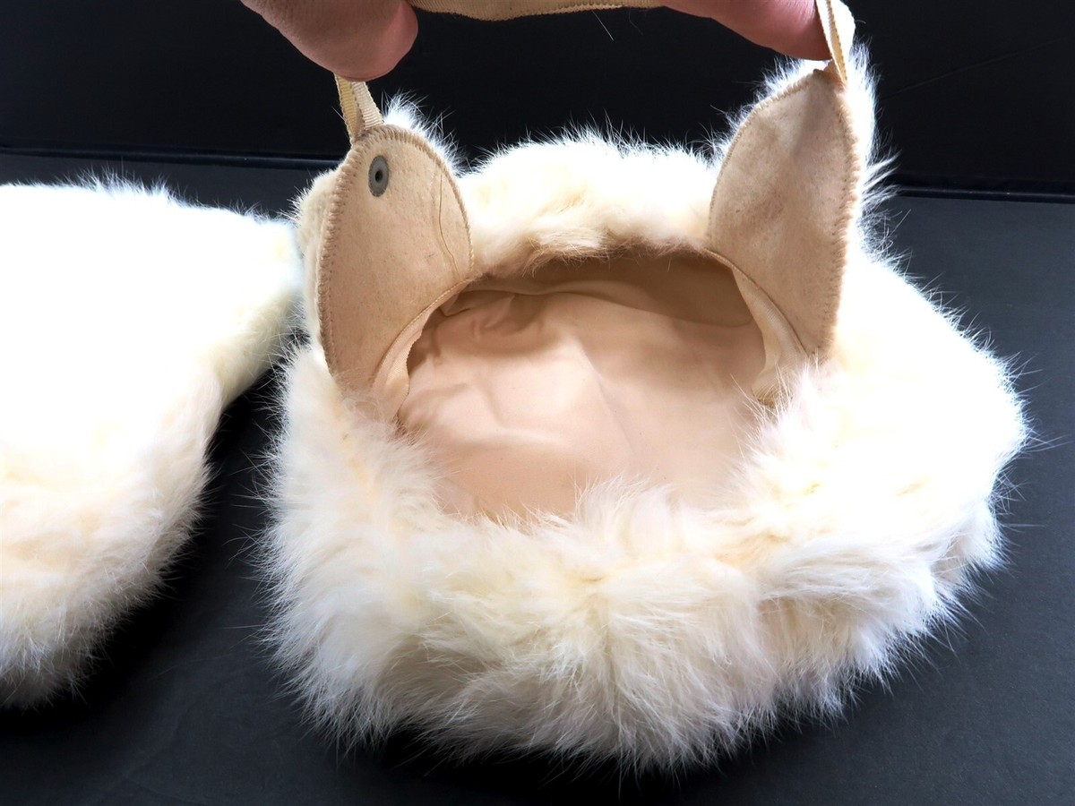 Vintage 1930's Childs White Rabbit Fur Hat with Matching Muff