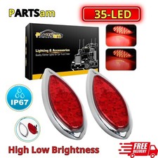 2pcs Red 35 Led Chrome Tear Drop Truck Trailer Stop Turn Brake Tail Lights Seale