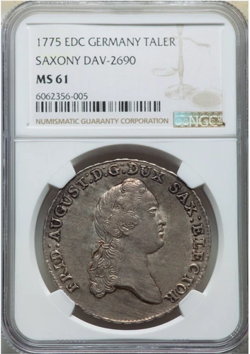 Cape Coral Collection! 1775 EDC Germany Saxony Taler NGC MS61 UNC Thaler DAV2690